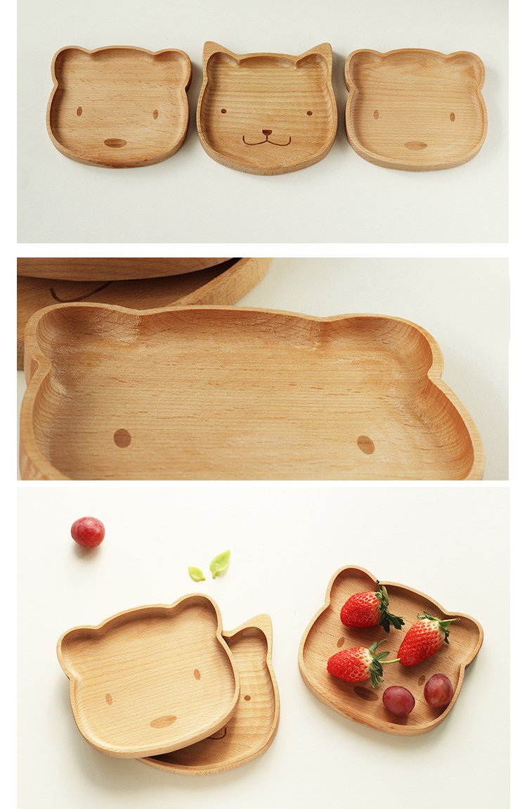 Kawaii Style Wooden Baby Plate